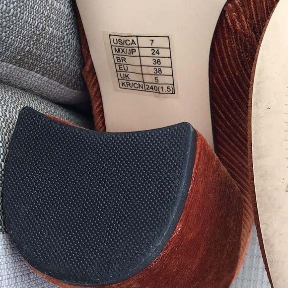 Burnt orange corduroy Heeled Boots with Sleek Silhouette - Picture 5 of 5